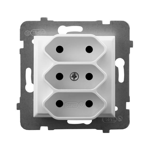 ARIA Gniazdo potrójne EURO - kolor biały