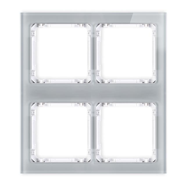 DECO Ramka modułowa 4 krotna (2 poziom, 2 pion) - efekt szkła (ramka szara; spód biała)