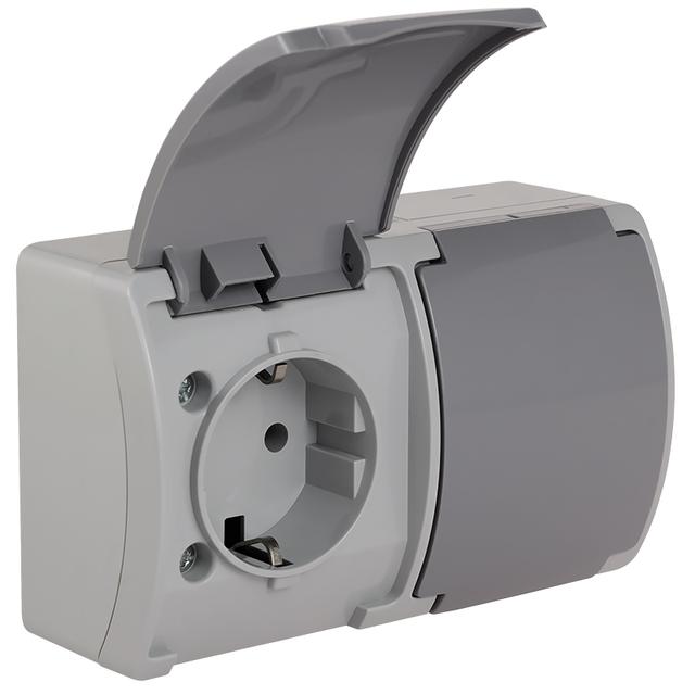 VG-Koala Gn. podw. 2x2P+Z-CHUKO n/t IP44 popiel Z-lapk.grafit VG 182-08 61.399 OPATÓWEK