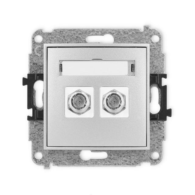 ICON Mechanizm gniazda antenowego podwójnego typu F (SAT) niklowany srebrny metalik