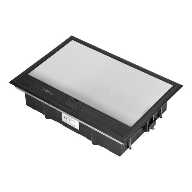 Puszka podłogowa na gniazda modułowe 8 x 45x45mm lub 16 x 22,5x45mm, pokrywa: stal nierdzewna, czarn