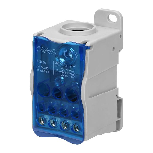 Blok rozdzielczy 250A zacisk wejściowy 1x120mm2 zaciski wyjściowe 4x10 i 5x16 i 2x25mm2 OR-LZ-8200/2