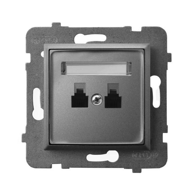 ARIA Gniazdo telefoniczne podwójne równoległe - kolor szary mat