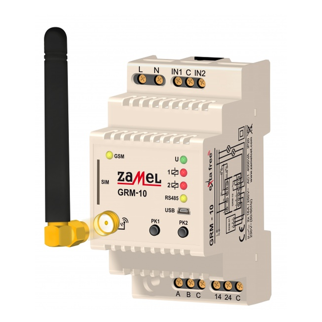 ZDALNY STEROWNIK GSM MODUŁOWY 2-KANAŁOWY TYP: GRM-10