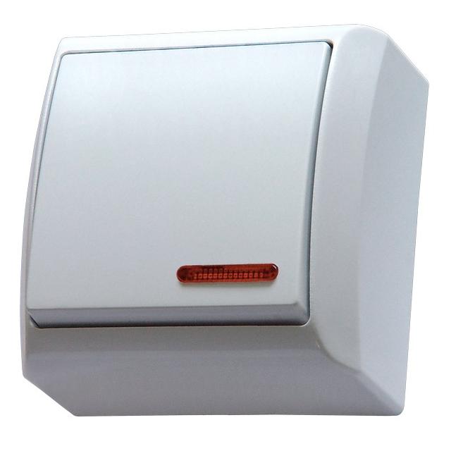 BIS Łącznik jednobiegunowy z podświetleniem pomarańczowym - kolor biały