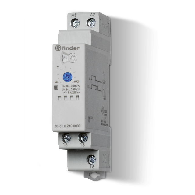 Przekaźnik czasowy modułowy serii 80: 1P 8A 24…240V AC/DC 80.61.0.240.0000 /5szt./ FINDER