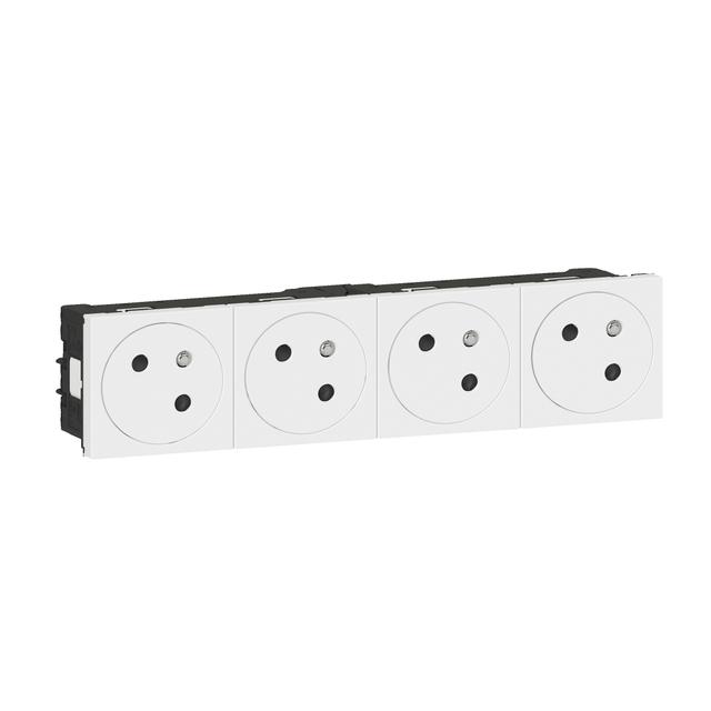 Mosaic Gn 4x2P+Z Podłączenie Przez Zaciski Automatyczne-8 Modułów Białe 16A-250V 077144L LEGRAND