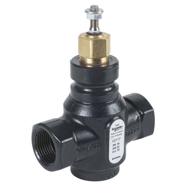 V211T, zawór regulacyjny, 2-drogowy, DN25, kvs 10, przyłącze 1, gwint wewnętrzny, medium -20…120°C,