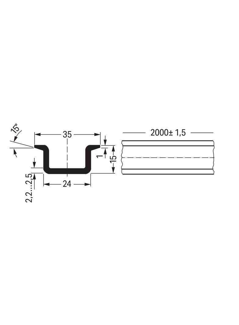 szyna nieperforowana 2m, 35 x 15 mm WAGO