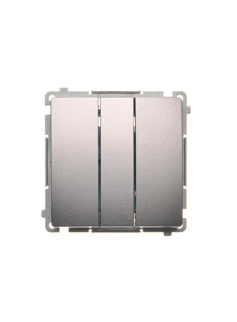 Simon Basic Przycisk potrójny 10A 250V szybkozłączka stal inox BMP31.01/21 KONTAKT