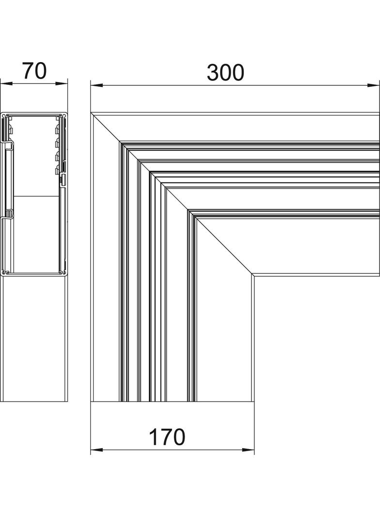 GA-AFF70170RW, Naroże płaskie asymetryczne opadające