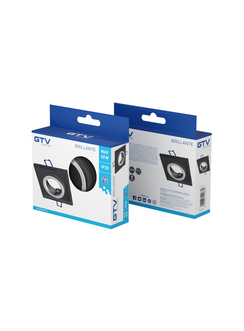 SUFITOWA OPRAWA PUNKTOWA BRILLANTE, SZKŁO, CZARNY KRYSZTAŁ, KWADRAT