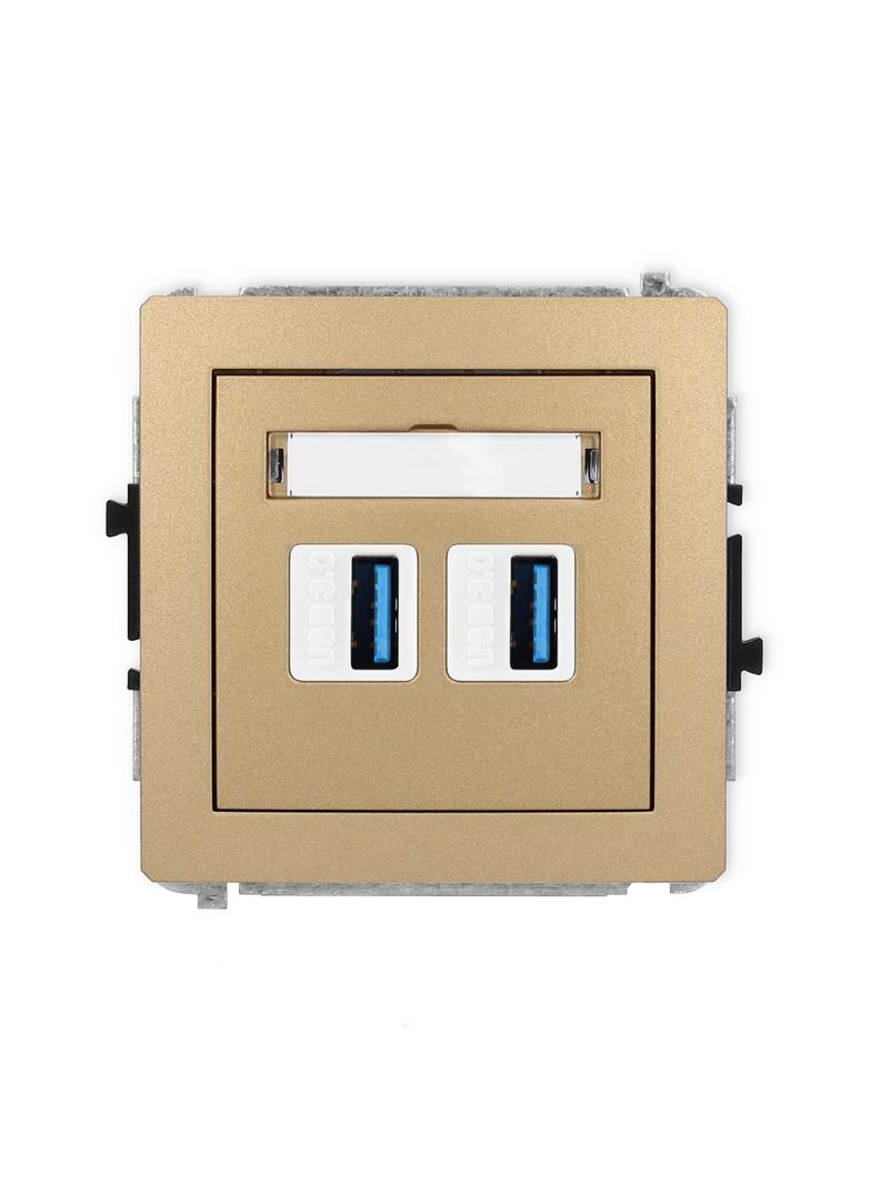 DECO Mechanizm gniazda podwójnego 2xUSB A-A 3.0 złoty metalik