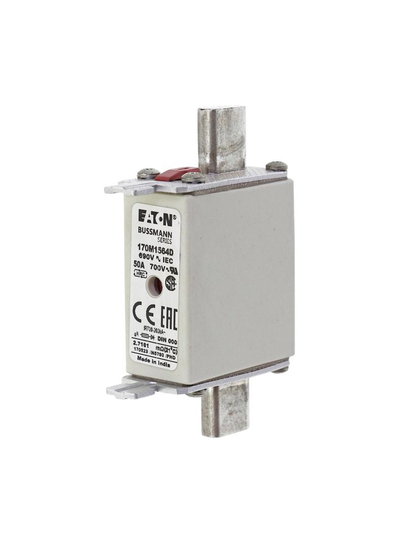 FUSE 50A 690V gR DIN 000 HSDNH Wkładka szybka 50A 690V gR DIN 000 podwójny wskaźnik 170M1564D EATON