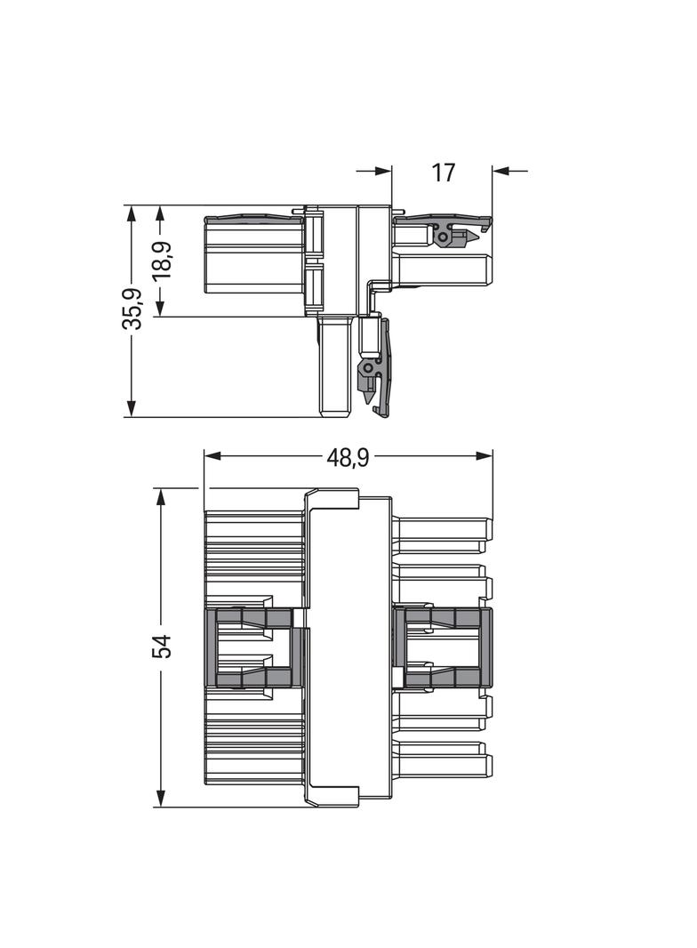 WINSTA rozgałęźnik typu T 5-torowy 1 x wtyk / 2 x gniazdo biały
