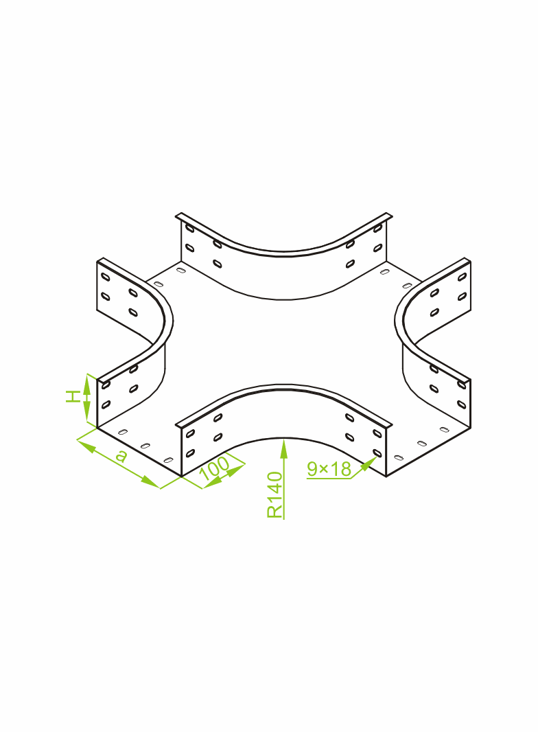 CZKZC100H100 Czwórnik korytka 2,0 mm