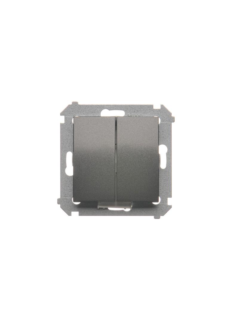 Simon 54 Łącznik schodowy podwójny z podświetleniem bez piktogramu 10A 250V zaciski śrubowe antracyt DW6/2L.01/X/48 KONTAKT