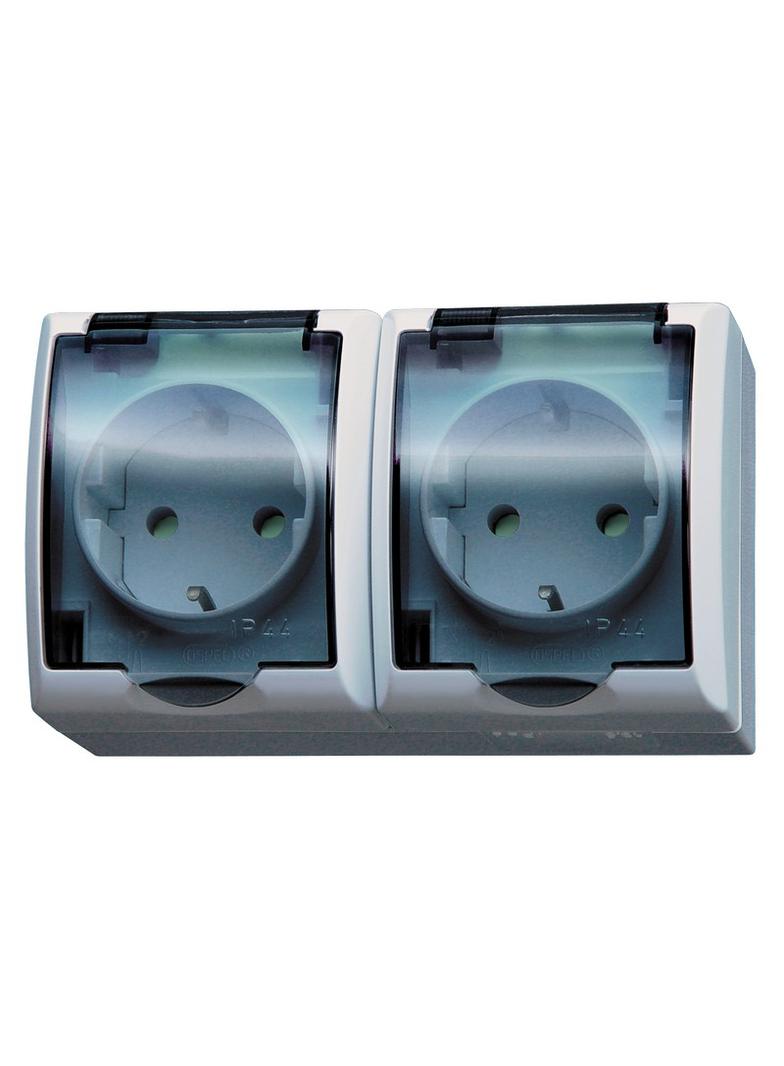 FALA Gniazdo podwójne z uziemieniem schuko z przesłonami torów prądowych wieczko przezroczyste - kol