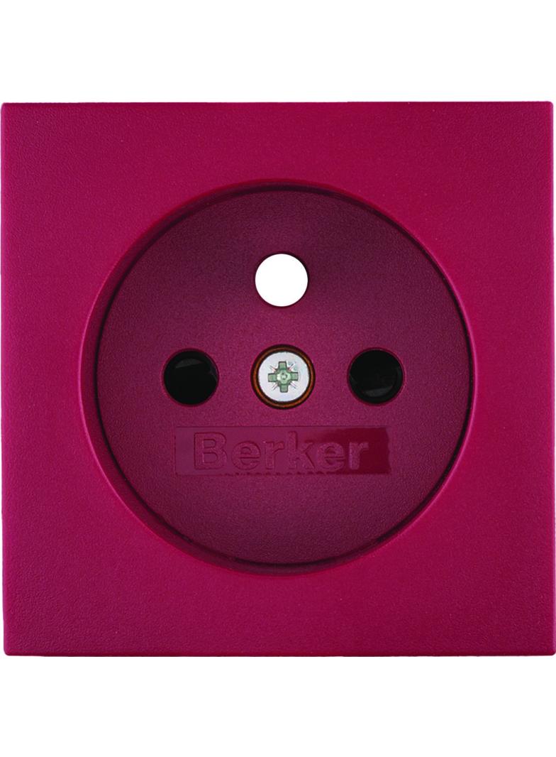 BERKER B.3/B.7 Płytka czołowa z przysłonami styków do gniazda z uziemieniem czerwony 3965760062 HAGER