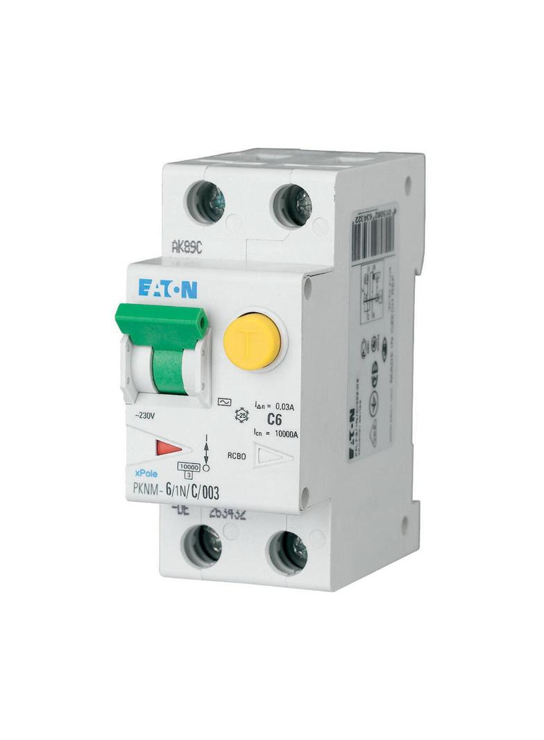 Wyłącznik różnicowo-nadprądowy 2P 6A B 0,03A typ AC PKNM 6/1N/B/003 236007 EATON