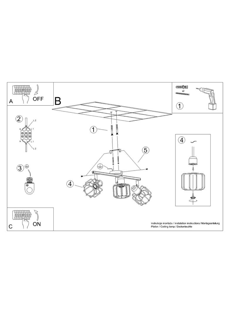 Sollux Plafon BELUCI 3 czarny SL.1116