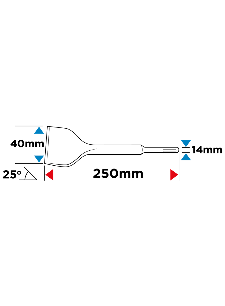 Dłuto SDS Plus 40 x 250 mm, 25 st.