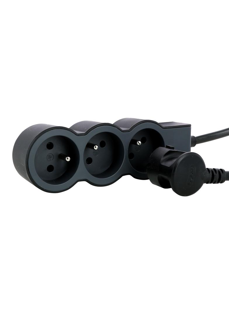 PRZEDŁUŻACZ STANDARD 3X2P+Z, Z PRZEWODEM 3.0 METRA 3X1.5 MM2 - CZARNY/GRAFITOWY, Legrand