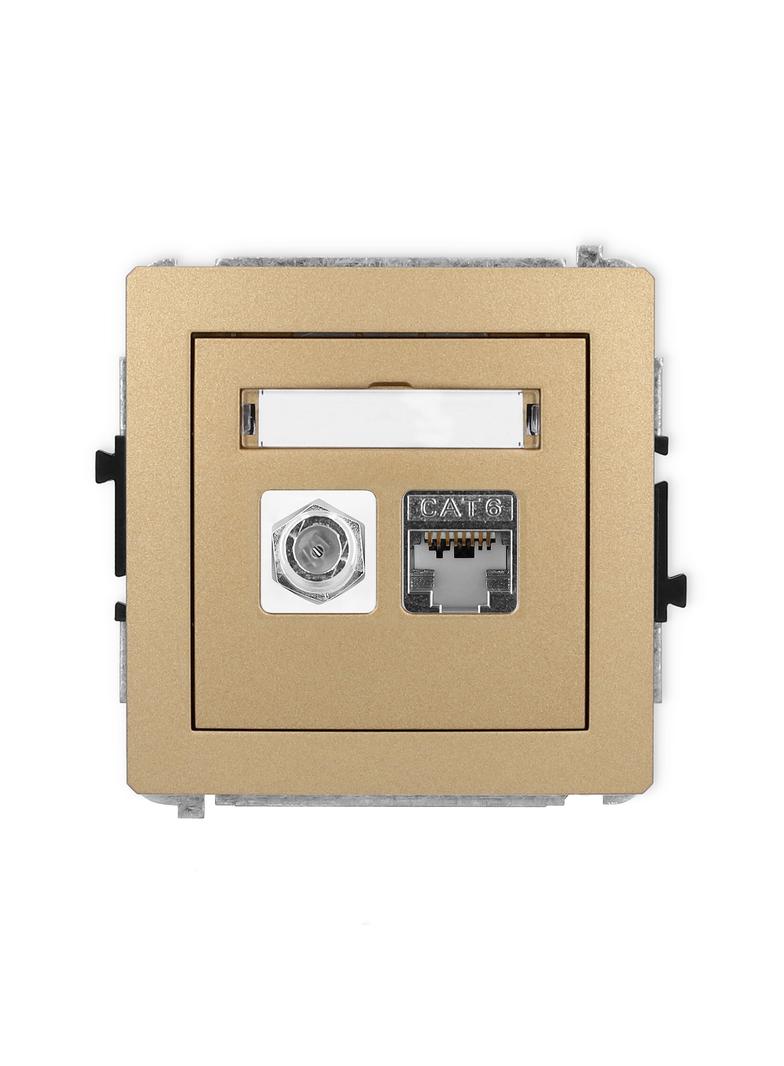 DECO Mechanizm gniazda antenowego poj. typu F (SAT) + gniazda komp. poj. 1xRJ45, kat. 6 ekranowany,