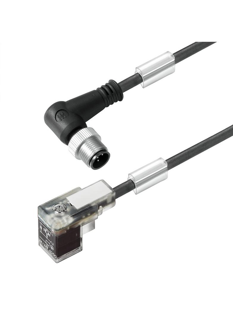 SAIL-VSCD-M12W-10U Przewód zaworu (zmontowany), wtyk kątowe - wtyk zaworowy, Forma C DIN (8 mm), M12 = A, Długość kabla: 10 m, PUR, czarny /1szt./ 1857731000 WEIDMÜLLER