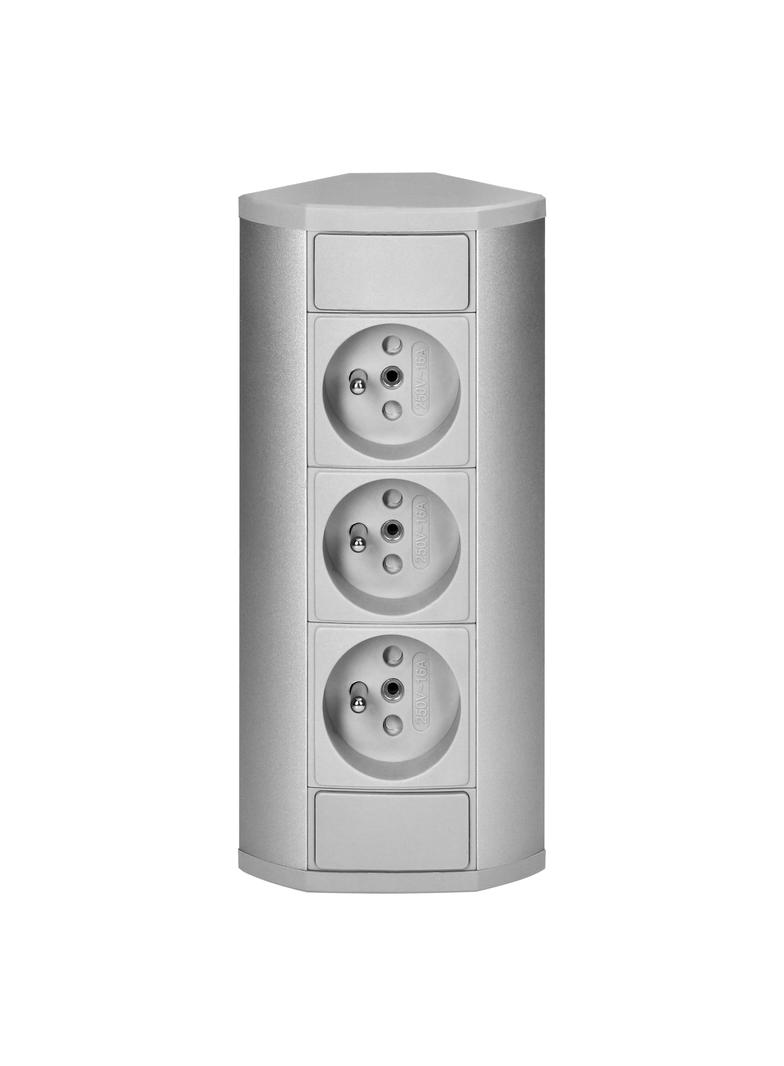 Gniazdo meblowe 3x2P+Z, szaro-srebrne