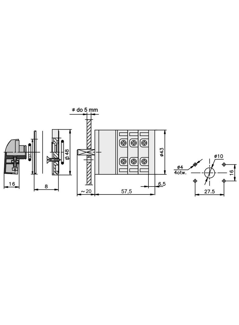 Łuk E12-42 Zmiana kierunku obrotów  L-0-P IP-65
