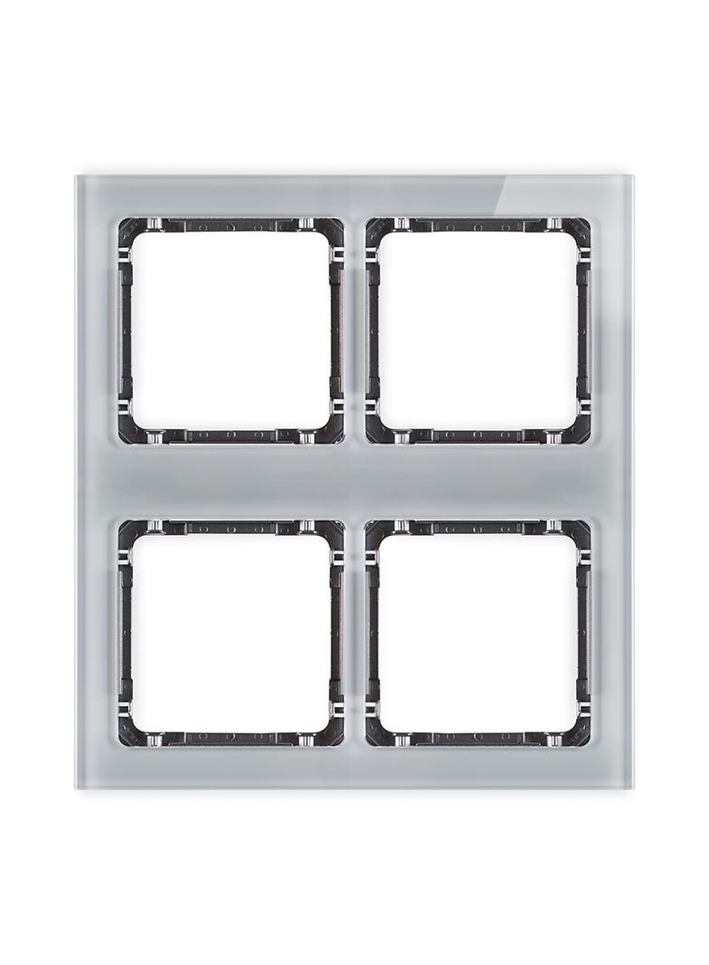 DECO Ramka modułowa 4 krotna (2 poziom, 2 pion) - efekt szkła (ramka szara; spód grafitowy)
