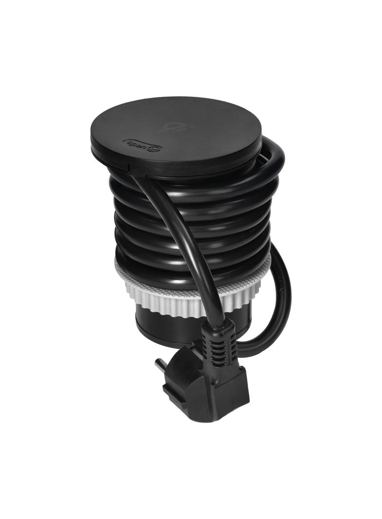 Gniazdo meblowe O6cm z rotacyjną pokrywą ładowarką indukcyjną ładowarką USB i przewodem 1,5m 1x2P OR