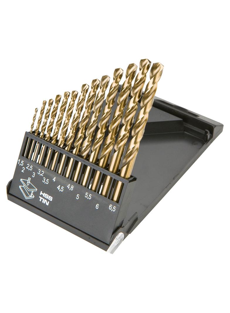 Wiertła do metalu HSS-TiN 1.5-6.5 mm, zestaw 13 szt.