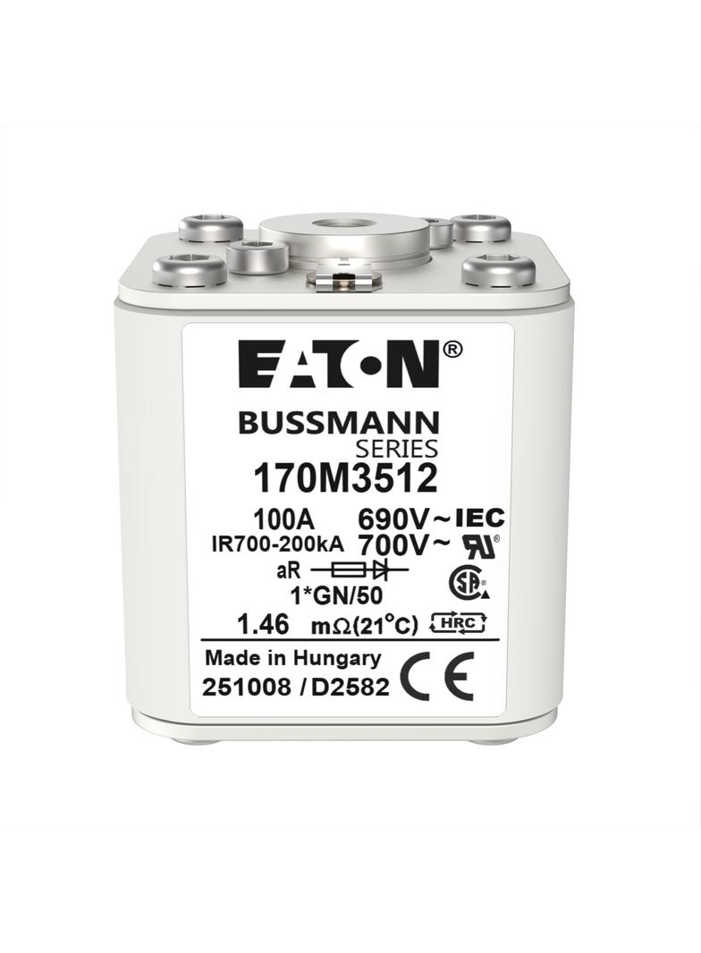 FUSE 100A 690V 1*GN/50 AR UC Wkładka szybka 100A AC 690V rozmiar 1 45x59x51 mm aR I 170M3512 EATON