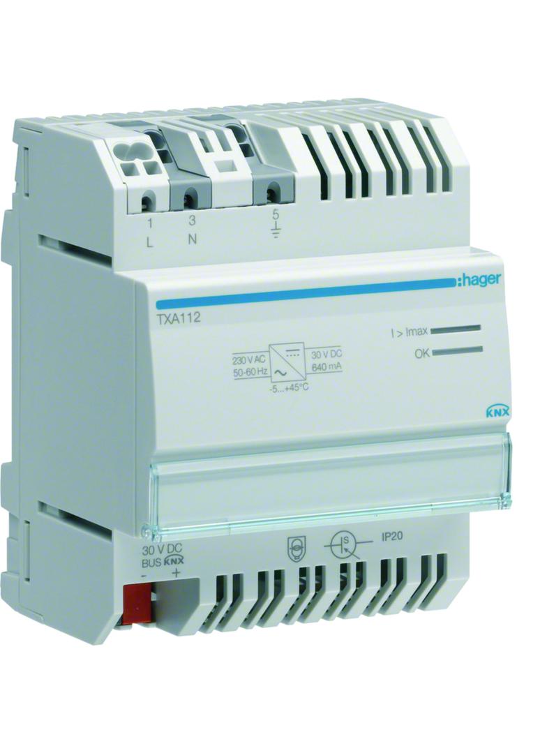 KNX e/s Zasilacz KNX 1 x 30V DC 640mA TXA112 HAGER
