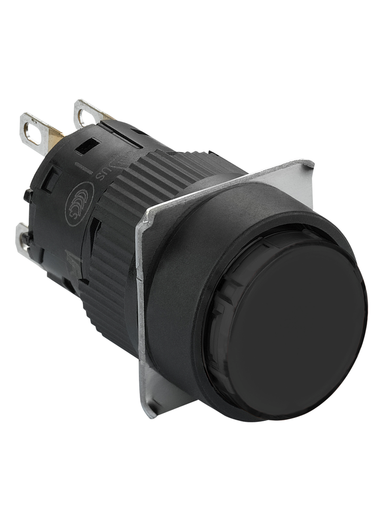 Harmony XB6 Kompletny przycisk Czarny Płaski 1 CO Złącze Faston 16mm Plastikowy XB6EAA21P Schneider