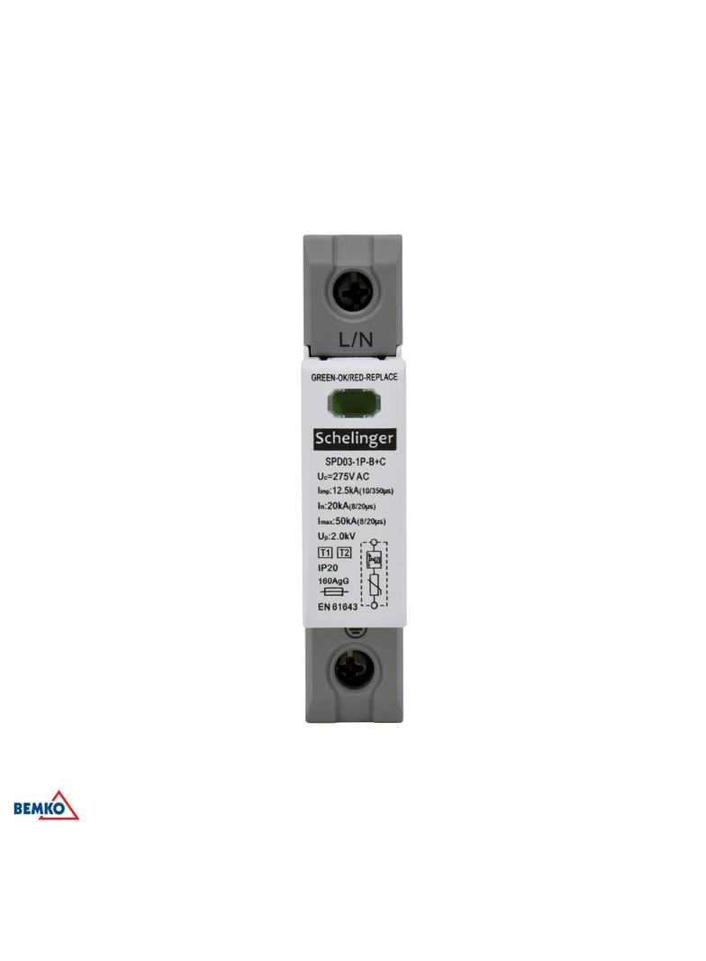 OGRANICZNIK PRZEPIĘĆ 1P 12,5kA(10/350) KLASA T1+T2 (B+C) SCHELINGER