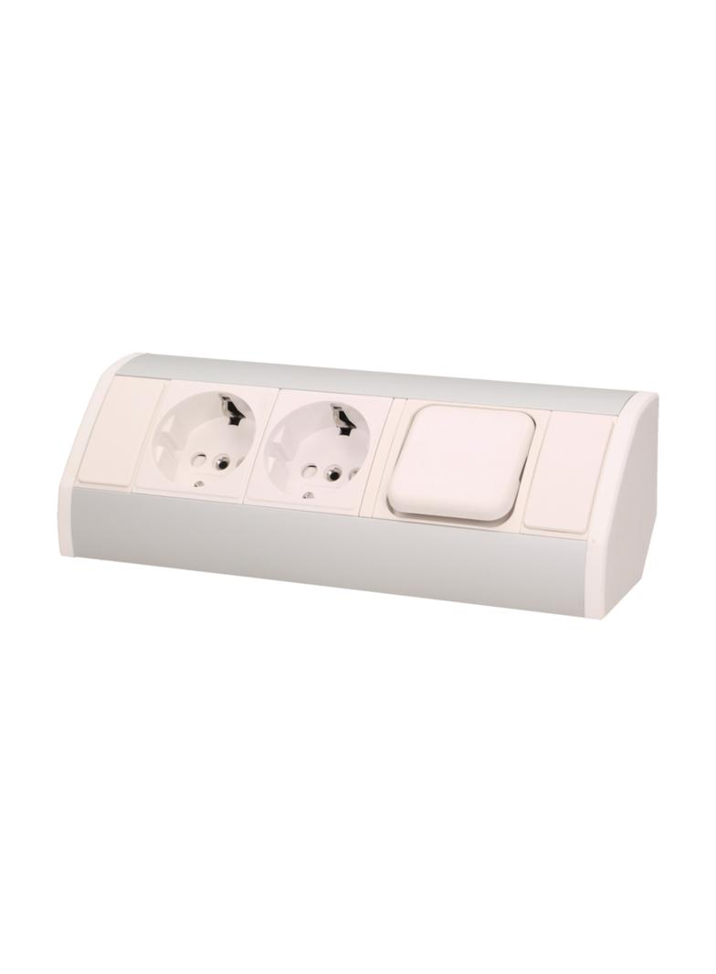Gniazdo meblowe z wyłącznikiem schuko biało-srebrne OR-GM-9002/W-G(GS) ORNO
