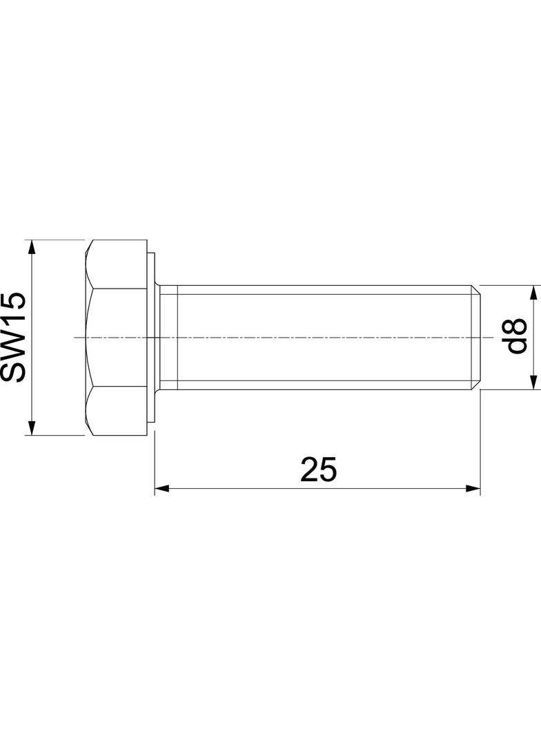 DIN933 M8x25 V4A, Śruba z łbem sześciokątnym
