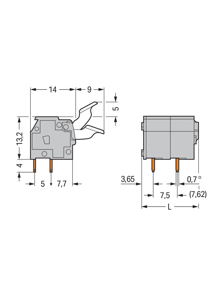 listwa zaciskowa do pł. drukowanych 3-torowa szara raster 7,5/7,62 mm