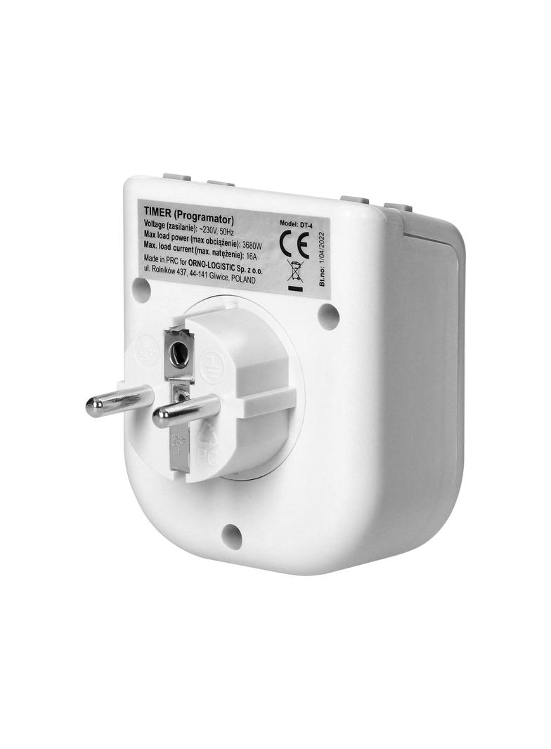 Elektroniczny programator czasowy z górnym wyświetlaczem LCD, 230 VAC 3680W, 16 punktów przełączenia DT-4 ORNO
