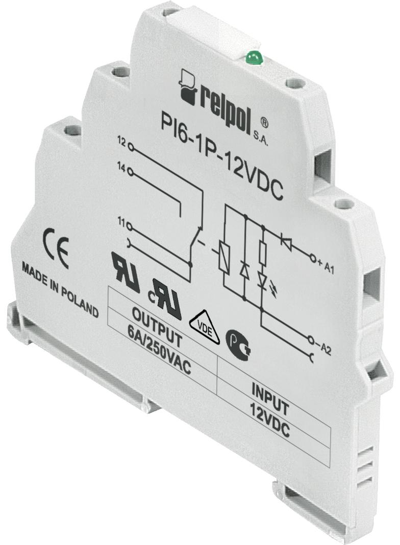 Przekaźnik interfejsowy PI6-1P-115VAC/DC 1P 115V AC/DC 6A / 250V AC RELPOL