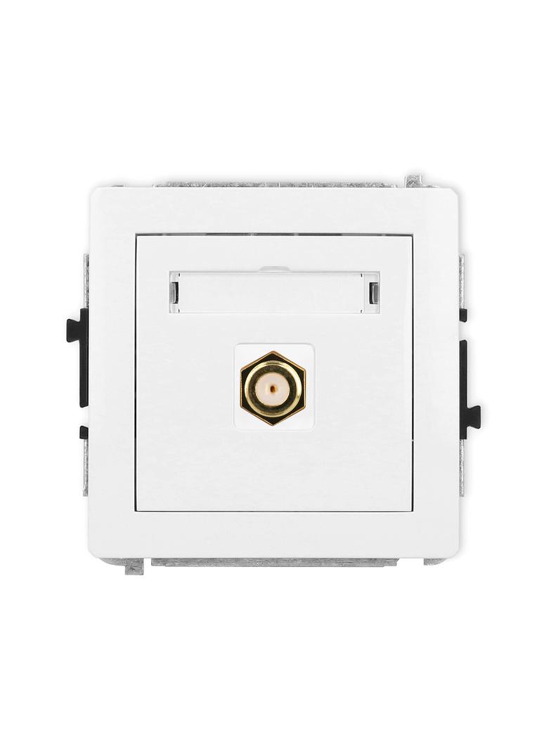 DECO Mechanizm gniazda antenowego pojedynczego typu F (SAT) pozłacany biały