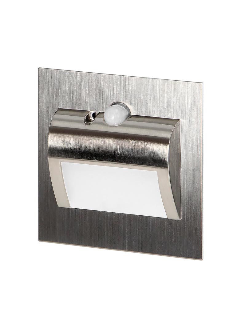 DRACO LED NEW 1,5W oprawa schodowa podtynkowa 12VDC 30lm 3000K satyna czujnik ruchu i zmierzch AD-OS