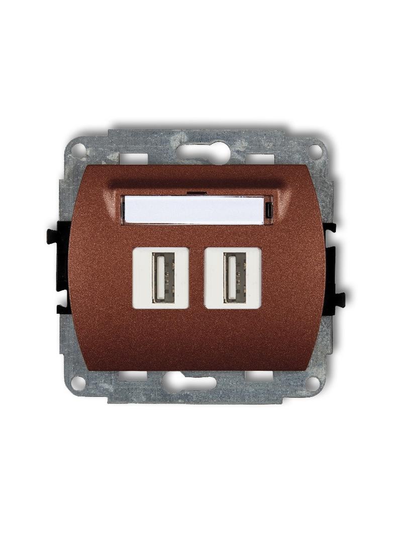 TREND Mechanizm gniazda podwójnego 2xUSB A-A 3.0 brązowy metalik