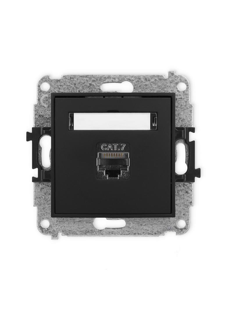 ICON Mechanizm gniazda komputerowego pojedynczego 1xRJ45, kat. 7, ekranowany, 8-stykowy czarny mat