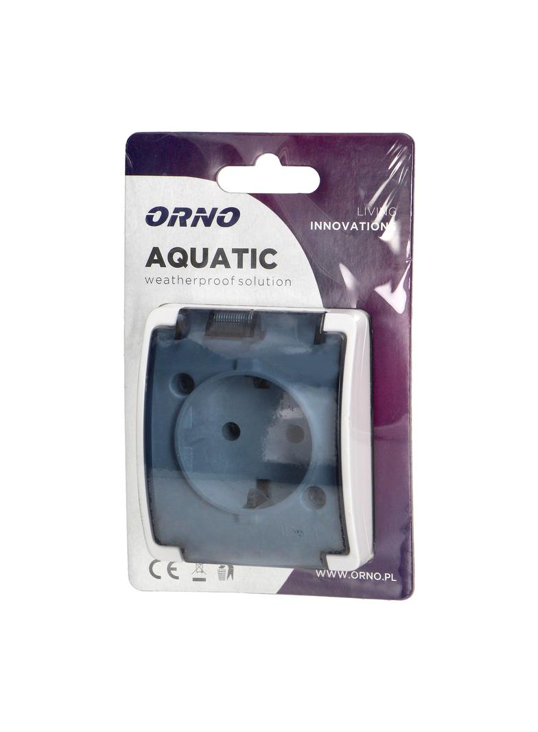 Gniazdo pojedyncze 2P+Z Schuko AQUATIC IP44 biały dymiony OR-OE-7105(GS)/WT ORNO