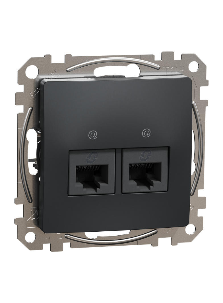 Sedna Design & Elements Gniazdo komputerowe podwójne RJ45 kat. 5e UTP czarny antracyt SDD114452 Schneider