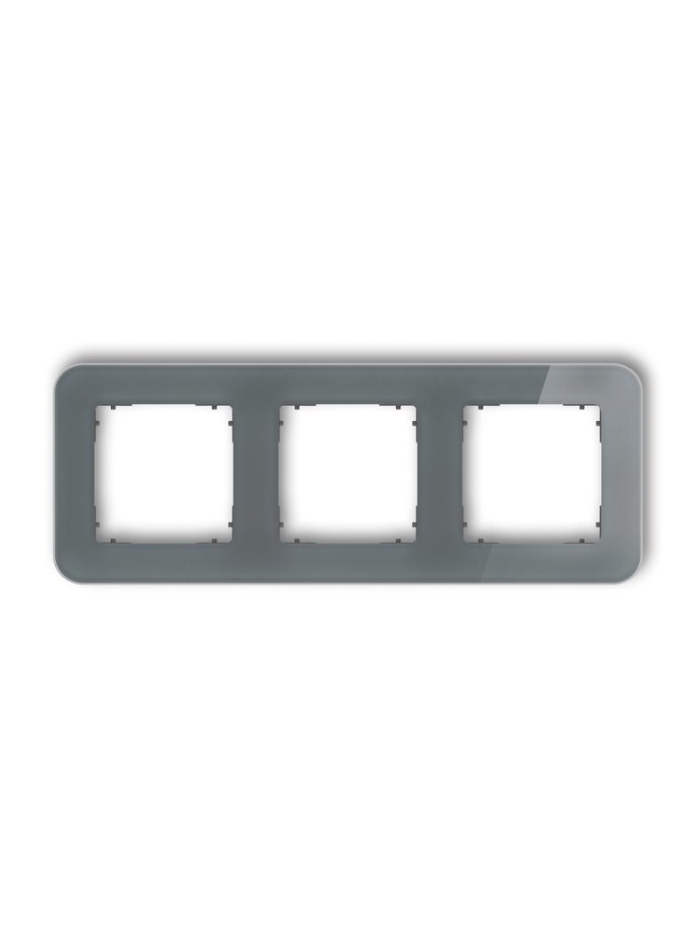 ICON Ramka uniwersalna potrójna zaokrąglona - efekt szkła (ramka: grafitowa; spód: grafitowy mat) gr